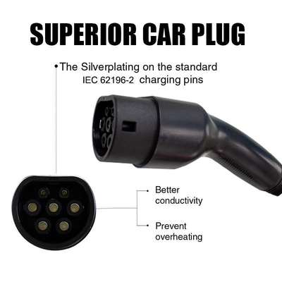 UL94-V0 Alev Sınıfı 16A-32A Elektrikli Araçlar için Tip 1'den Tip 2'ye EV Şarj Kablosu