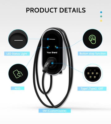 22kw elektrikli araba şarj cihazı OCPP APP Tipi 2 ticari elektrikli araç şarj cihazı