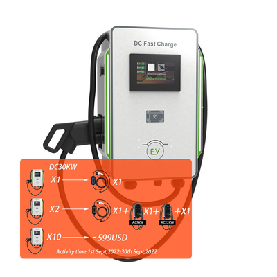DC Wallbox Şarj cihazı 30kW 40kW Arabalar CCS 40A Hızlı EV Şarj cihazı 600V Şebeke frekansı 50Hz