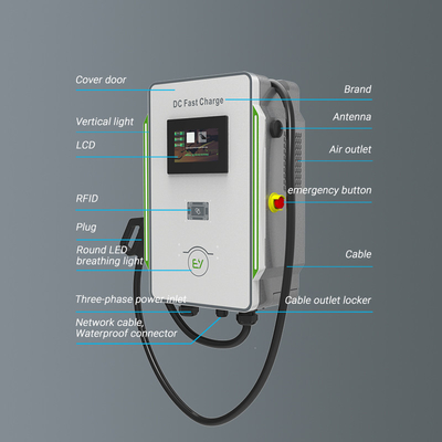 DC Wallbox Şarj cihazı 30kW 40kW Arabalar CCS 40A Hızlı EV Şarj cihazı 600V Şebeke frekansı 50Hz