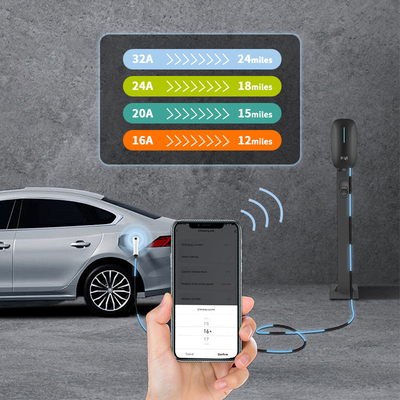 Taşınabilir 7kW DC Hızlı Şarj 220V EV Araç Şarj cihazı bağlantı sıcaklık algılayıcısı ve duvara monte zemin dayanıklılığı ile