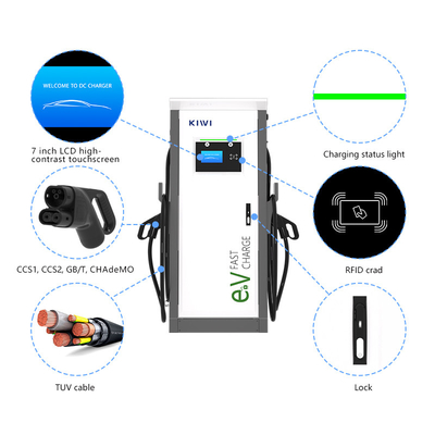 Oteller Daireler CCS1 CCS2 GB/T CHAdeMO Arabirimi Standartı ile Çift Fazlı Akıllı DC Hızlı EV Şarj Aygıtı
