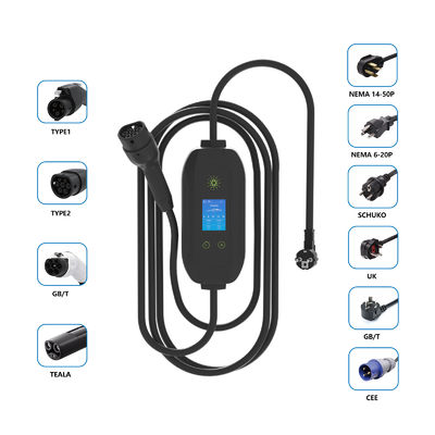 3.5kW Portatif EV şarj cihazı Tip 1 fişle IP67 16A çıkış